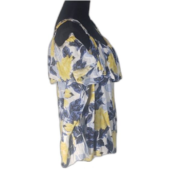 INC International Concepts Multicolor Floral Off Shoulder Bell Sleeve Top Size L - Picture 4 of 7